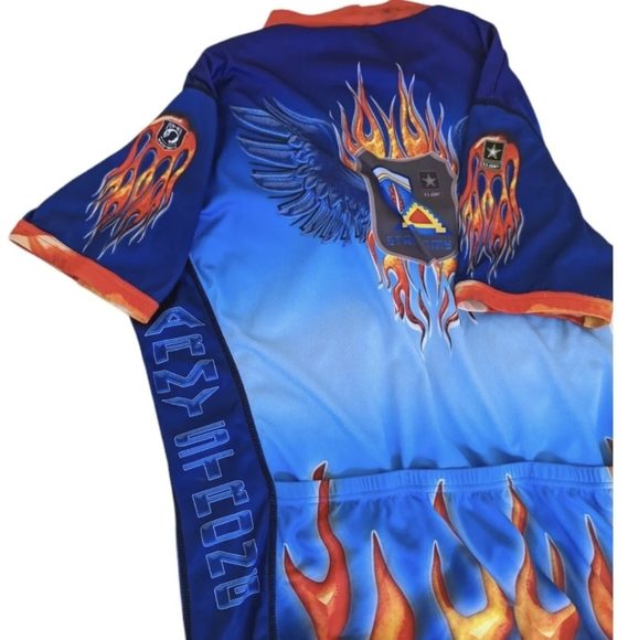 Vintage Primal Wear Cycling Jersey Men's Sz L Blue Army Strong Flames Full Zip - Picture 8 of 13